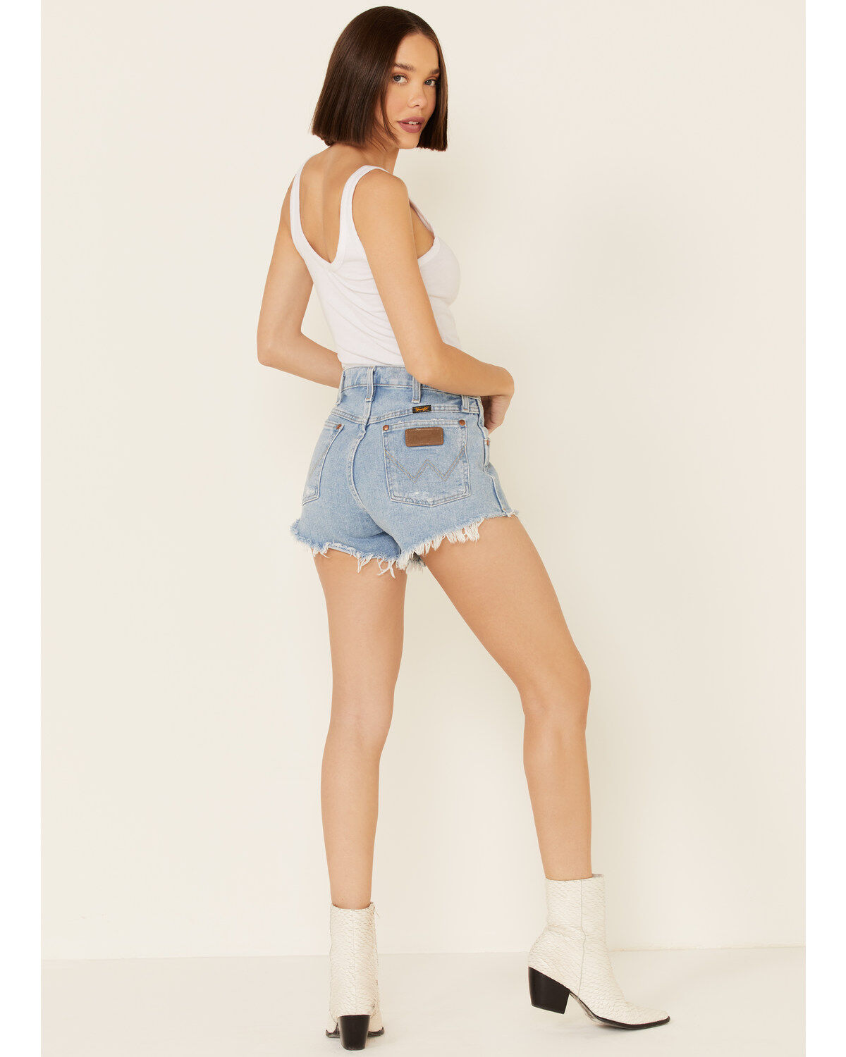 Image #3 - Wrangler Modern Women's High Rise Denim Reworked Shorts, Blue, hi-res