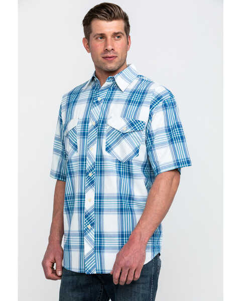 Image #5 - Resistol Men's Biscayne Large Plaid Short Sleeve Western Shirt , White, hi-res