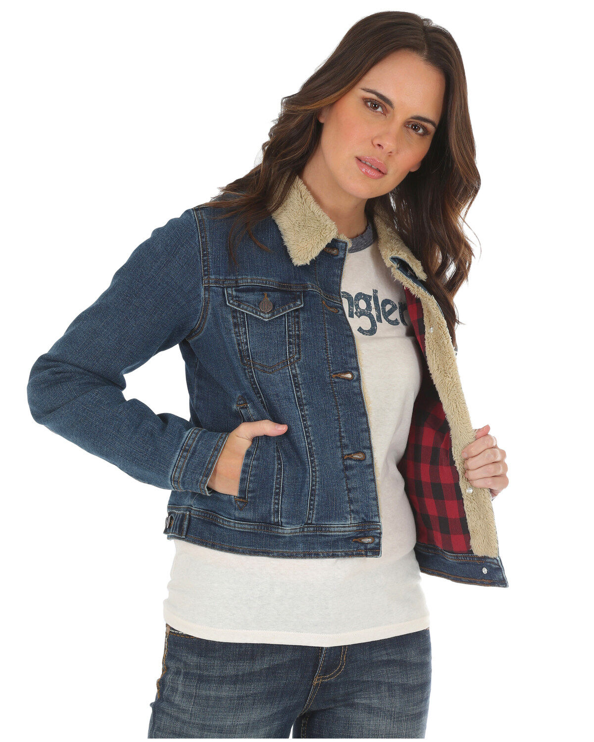 denim jacket with sherpa collar womens