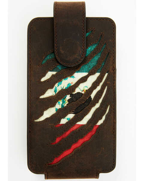 Image #2 - Cody James Men's Scratch Mexican Flag Cell Phone Holder Clip-On Case, Brown, hi-res