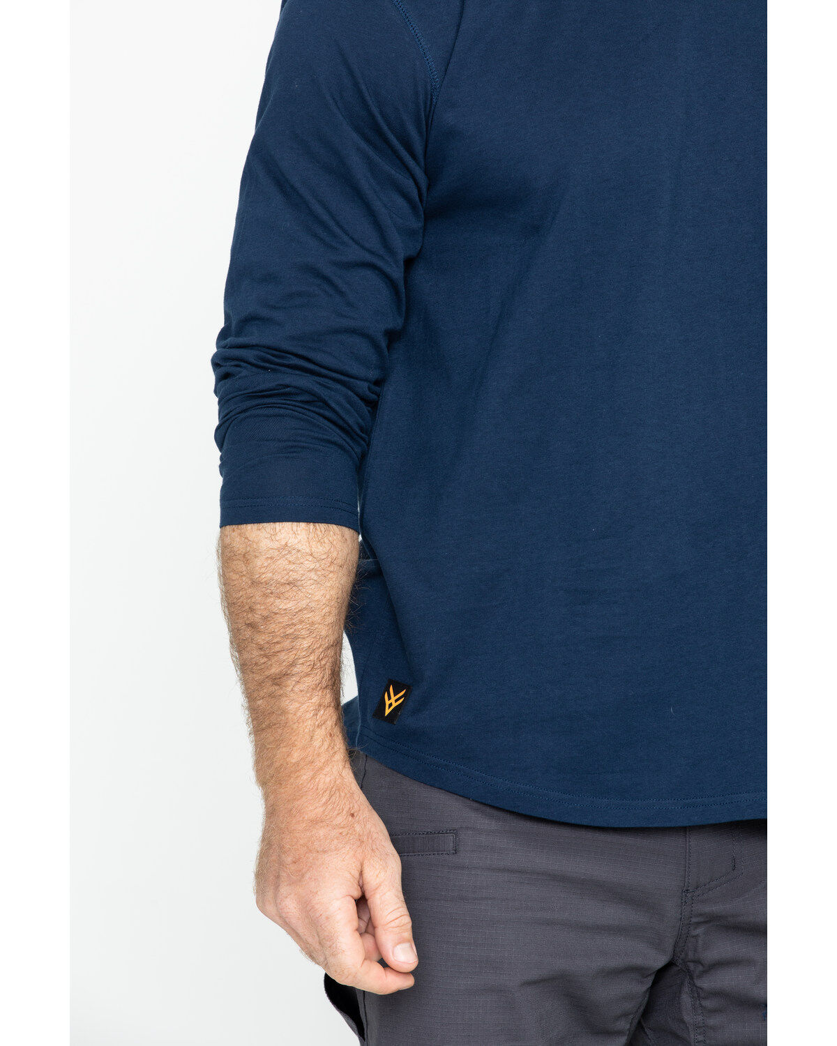 Image #3 - Hawx Men's Navy Logo Crew Long Sleeve Work T-Shirt - Big, Navy, hi-res