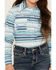 Image #2 - Cowgirl Hardware Girls' Beach Serape Striped Long Sleeve Snap Western Shirt, , hi-res