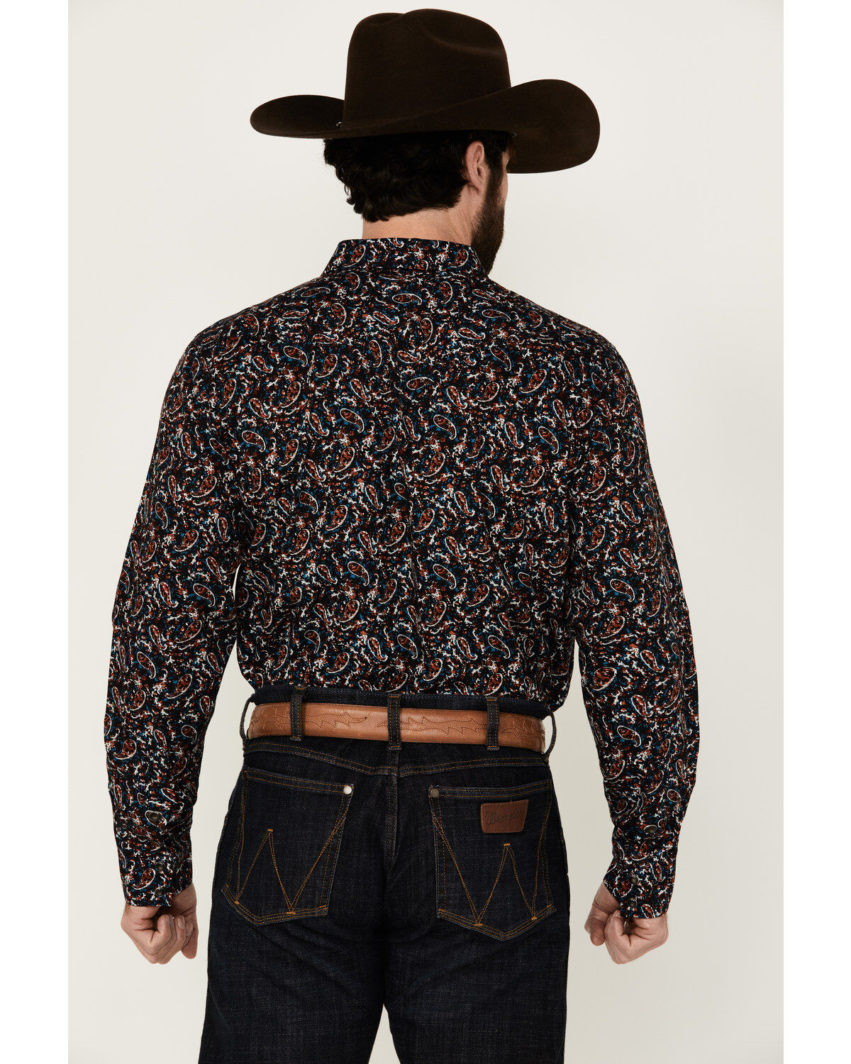 Image #4 - Cody James Men's Take Flight Paisley Print Long Sleeve Snap Western Shirt, Black, hi-res
