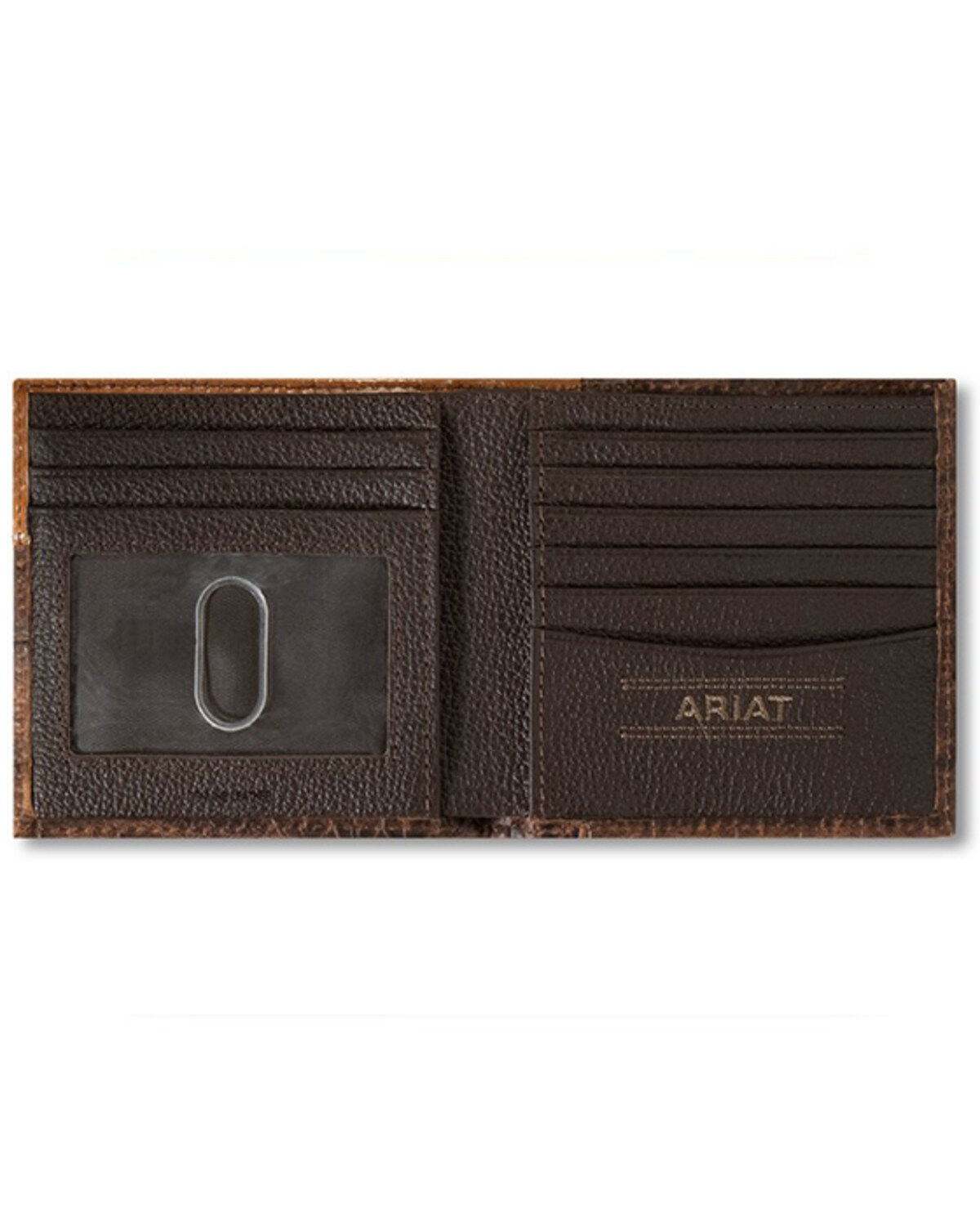 Image #2 - Ariat Men's Bi-Fold Croc Floral Embossed Wallet, Brown, hi-res