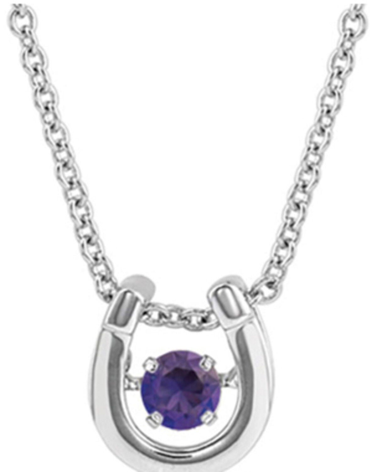 Montana Silversmiths Women's Dancing Birthstone Horseshoe Necklace, Silver, hi-res