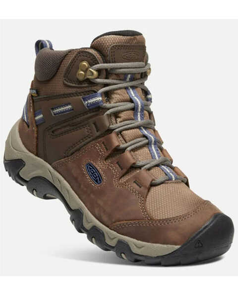 Keen Women's Steens Waterproof Hiking Boots, Brown/blue, hi-res
