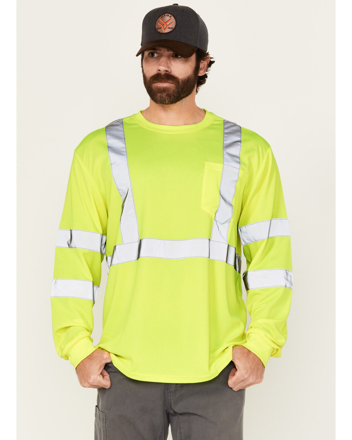 Hawx Men's Reflective Long Sleeve Work T-Shirt - Big, Yellow, hi-res