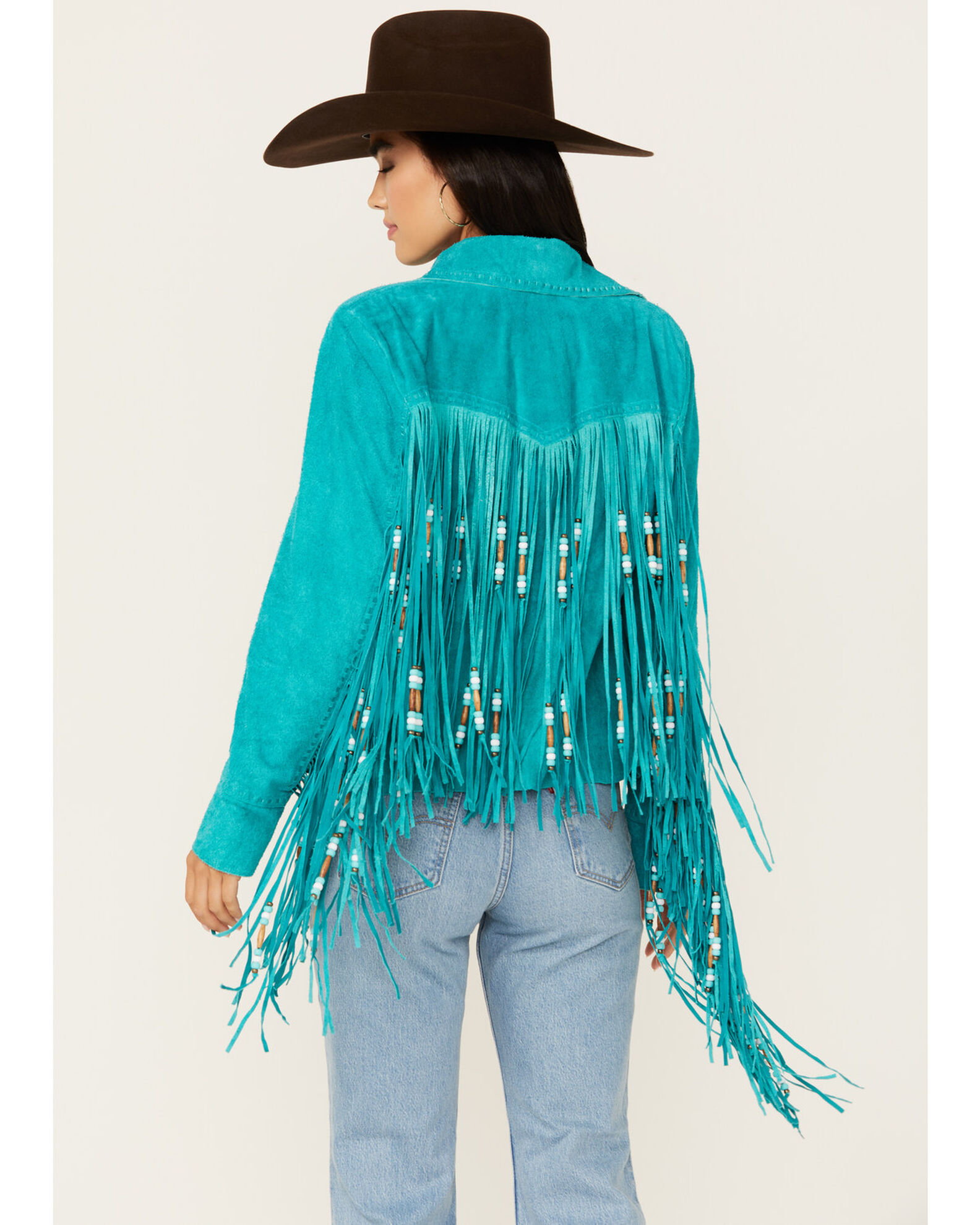 Cripple Creek Women's Suede Beaded Fringe Jacket