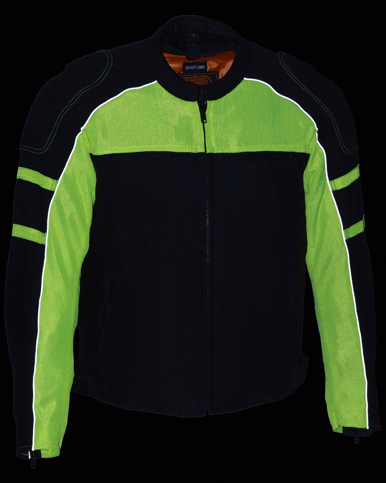 Image #2 - Milwaukee Leather Men's Mesh Racing Jacket with Removable Rain Jacket Liner - 4X, , hi-res