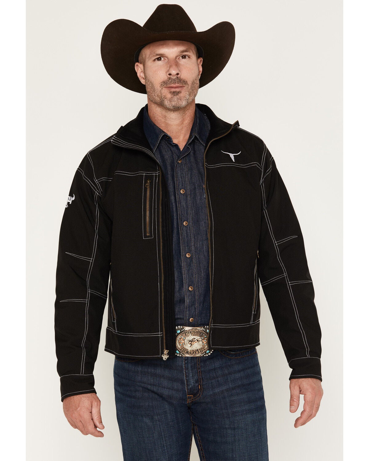 Cowboy Hardware Men's Longhorn Tech Woodsman Jacket, Black, hi-res