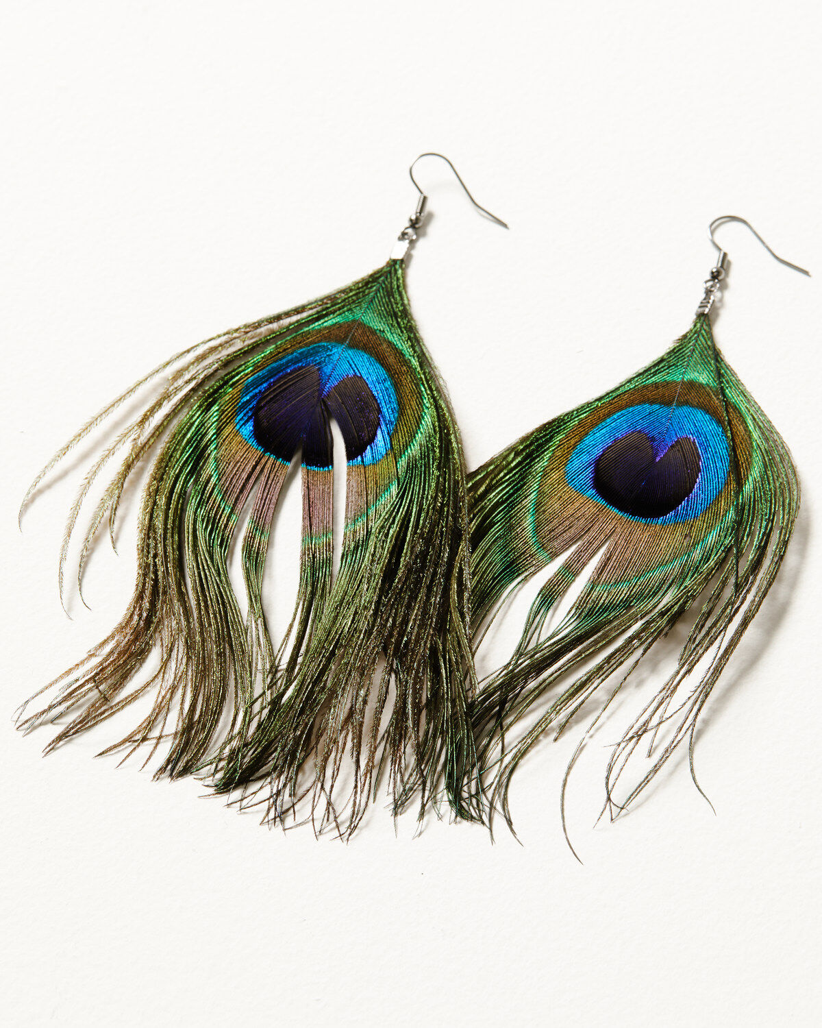 Image #1 - Shyanne Women's Enchanted Forest Peacock Feather Earrings, Pewter, hi-res