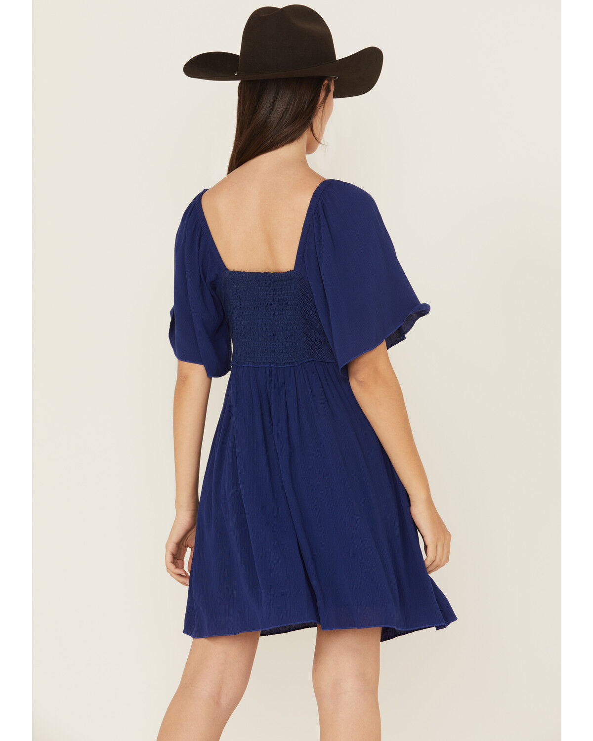 Product Name:  Shyanne Women's Embroidered Crinkle Flutter Sleeve Mini Dress