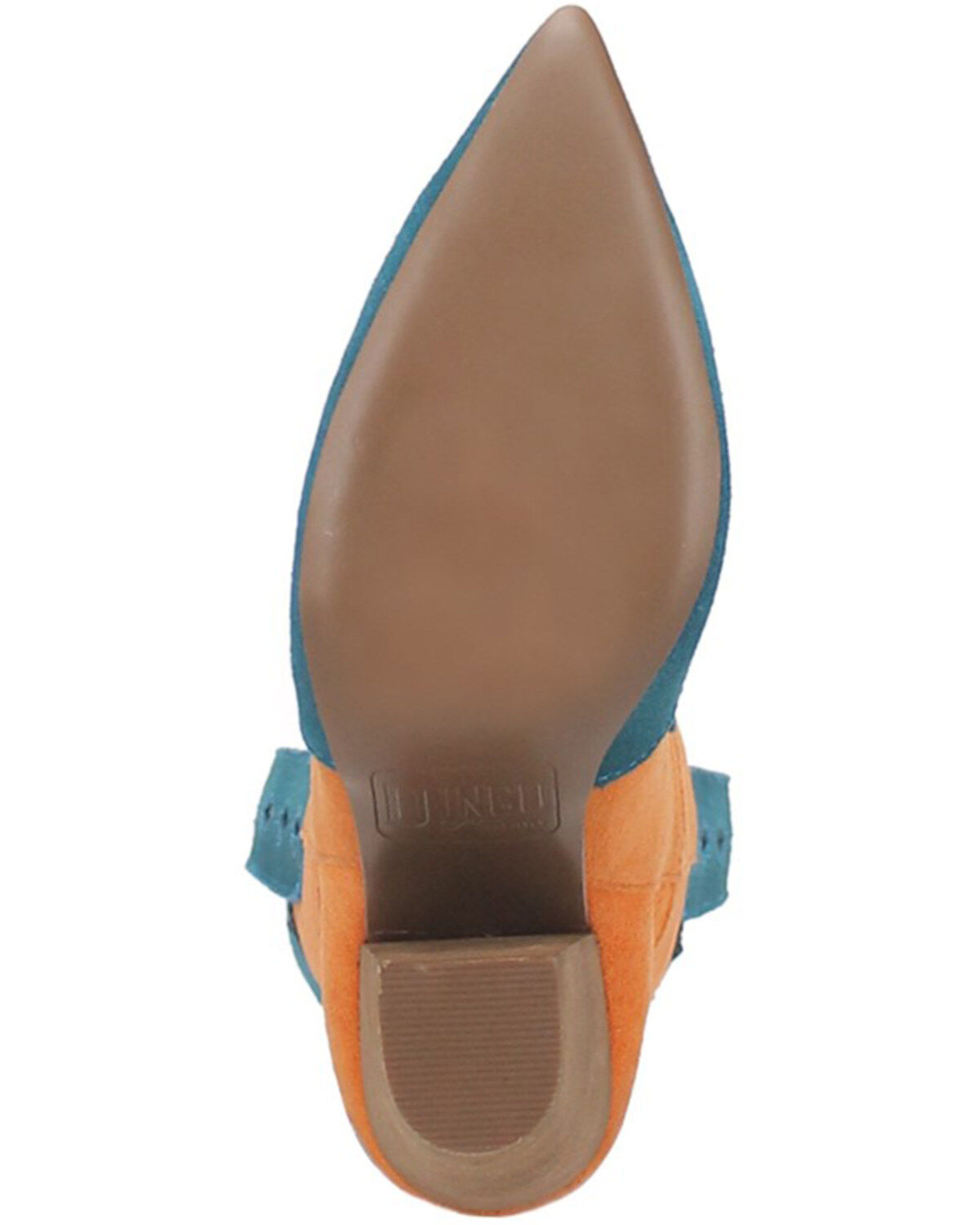 Image #7 - Dingo Women's Spicy Underlay Suede Leather Western Booties - Snip Toe, Orange, hi-res