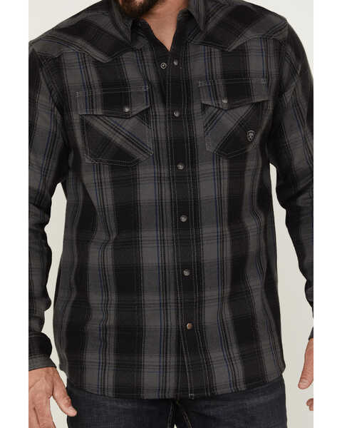 Ariat Men's Harrold Plaid Long Sleeve Snap Western Flannel Shirt  , Black, hi-res