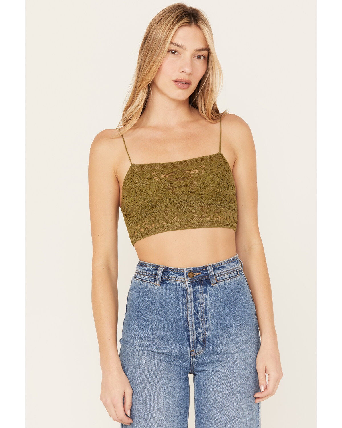 Free People Women's One Lyra Bralette, Green, hi-res