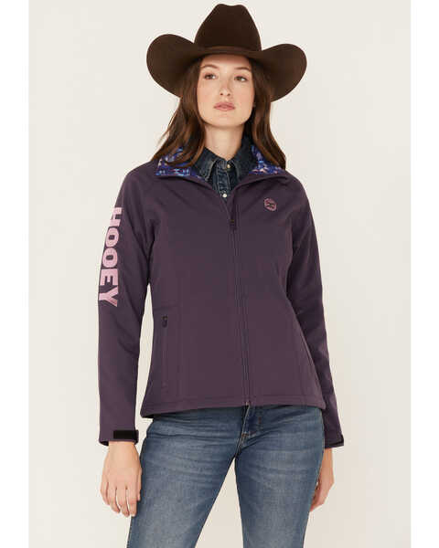 Image #1 - Hooey Women's Southwestern Print Lined Softshell Jacket, Purple, hi-res