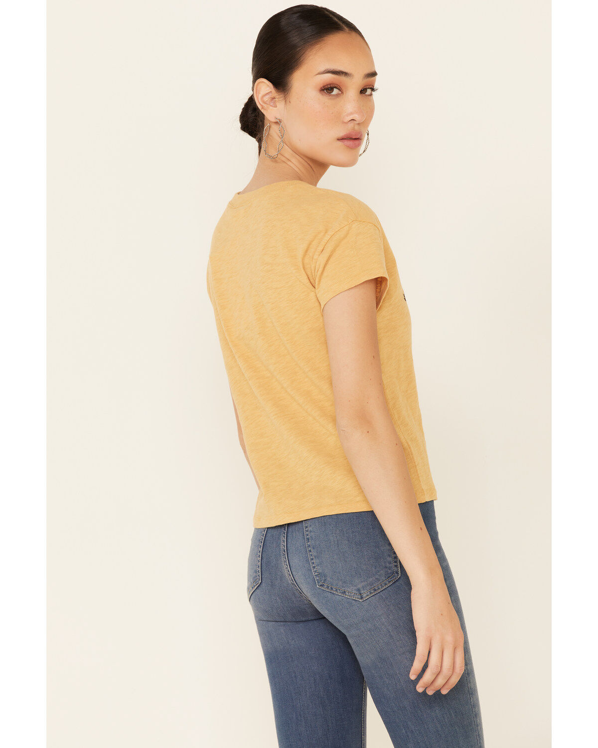 Image #4 - White Crow Women's Giddy Up Rough & Rowdy Graphic Short Sleeve Crop Tee, Dark Yellow, hi-res