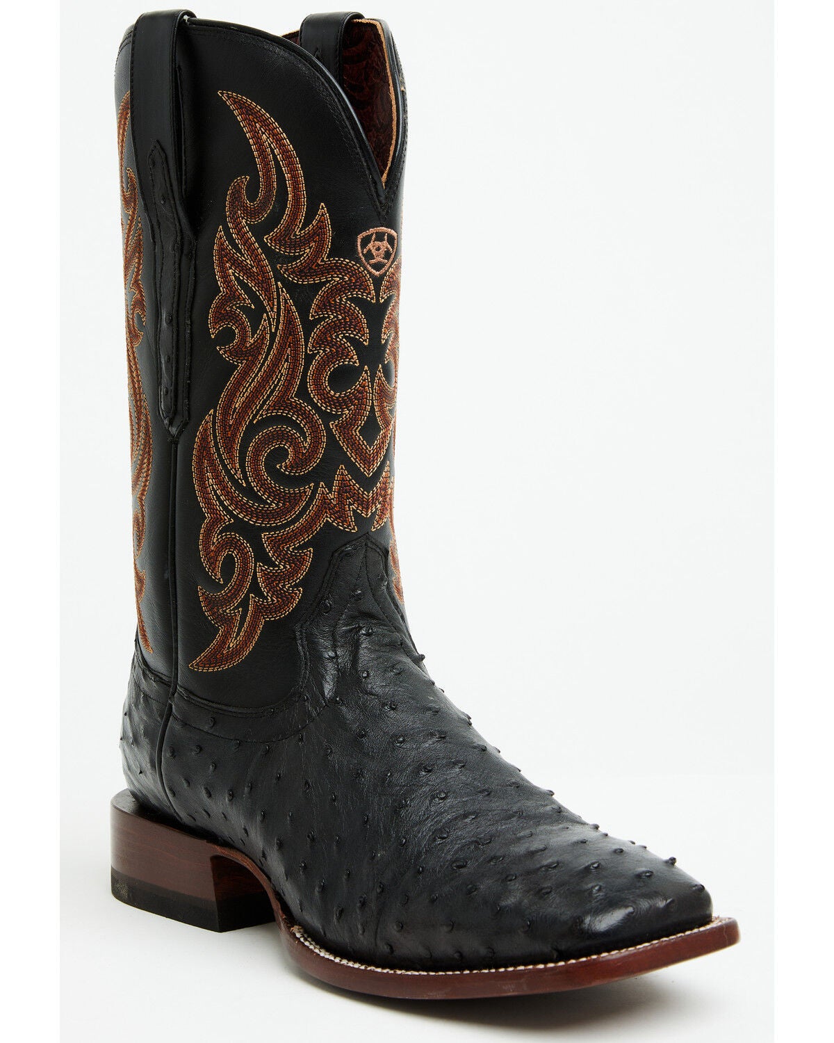 Ariat Men's Exotic Full Quill Ostrich Classic Cash Western Boots - Broad Square Toe, Black, hi-res