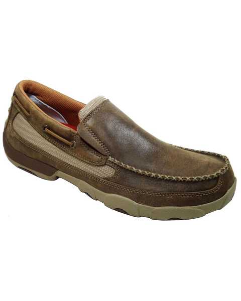 Twisted X Men's Driving Moc Slip-On Shoes, Brown, hi-res