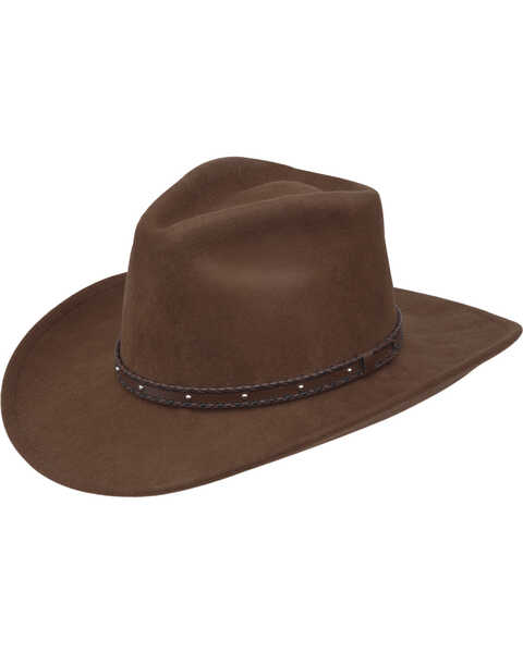 Black Creek Men's Acorn Crushable Western Wool Hat , Brown, hi-res