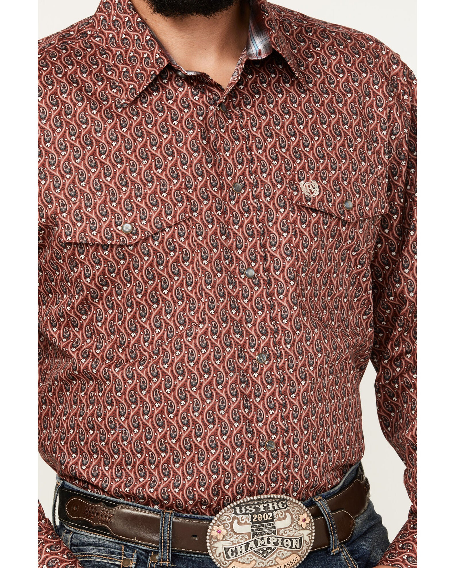 Men's Panhandle Slim Vintage Flame Print Long Sleeve Snap Western Shirt main image 1