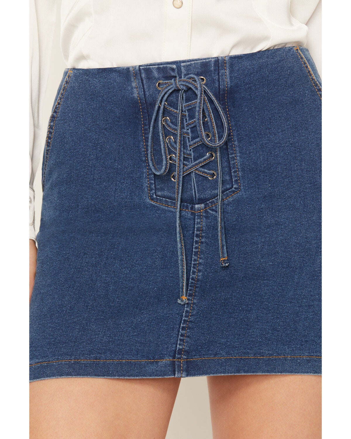 Image #2 - Bona Women's Medium Wash Denim Mini Skirt, Medium Wash, hi-res