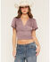 Image #1 - Shyanne Women's Millie Flutter Sleeve Smocked Waist Cropped Top, Slate, hi-res