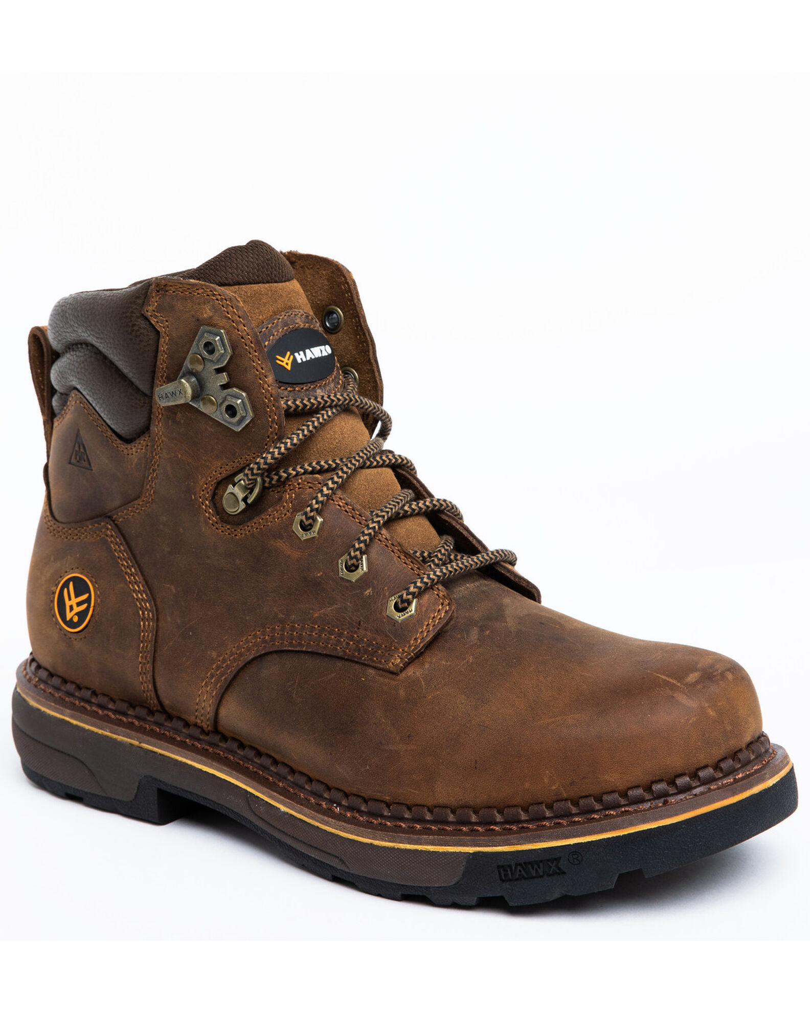 Image #1 - Hawx Men's Crew Chief Work Boots - Soft Toe, Dark Brown, hi-res