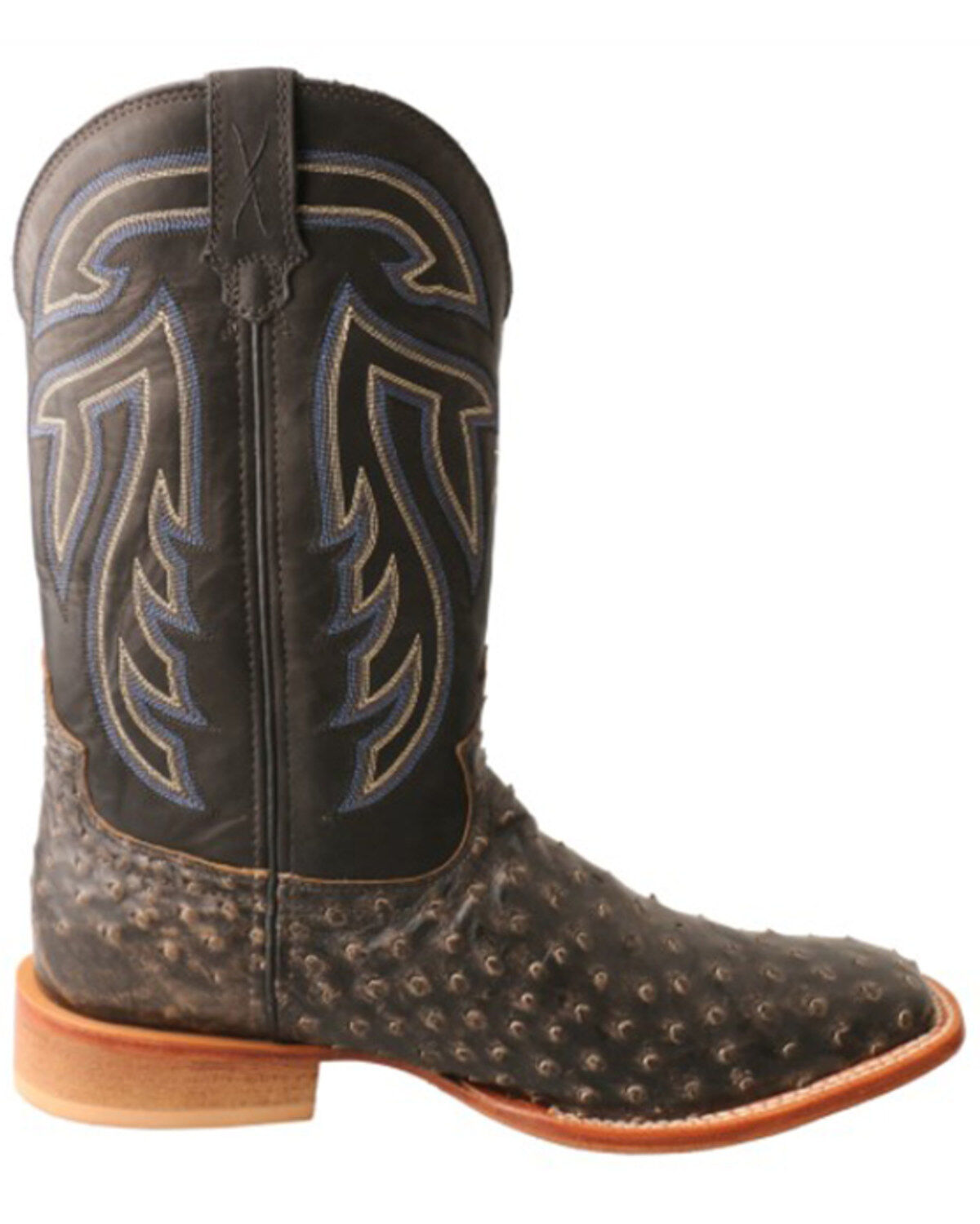 Image #2 - Twistex X Men's Ruff Stock Fill-Quill Ostrich Vamp Exotic Western Boot - Broad Square Toe, Black, hi-res