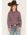 Image #1 - Cruel Girl Girl's Floral Print Long Sleeve Rhinestone Snap Western Shirt, , hi-res