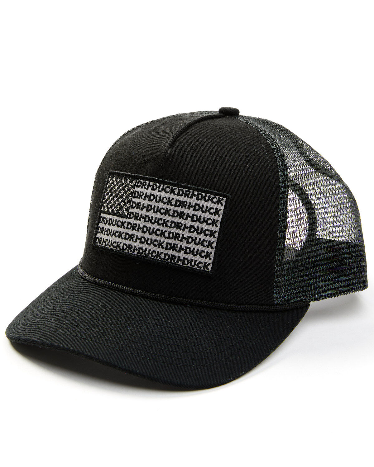 Image #1 - Dri-Duck Men's Retro Rope Americana Ball Cap, Black, hi-res