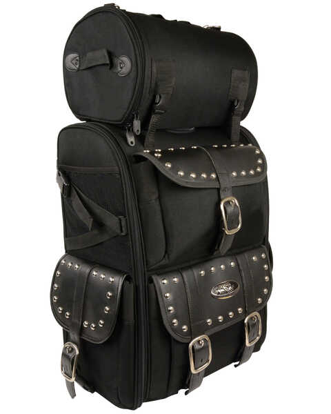 Image #5 - Milwaukee Leather Extra Large Two Piece Studded Nylon Touring Pack, Black, hi-res