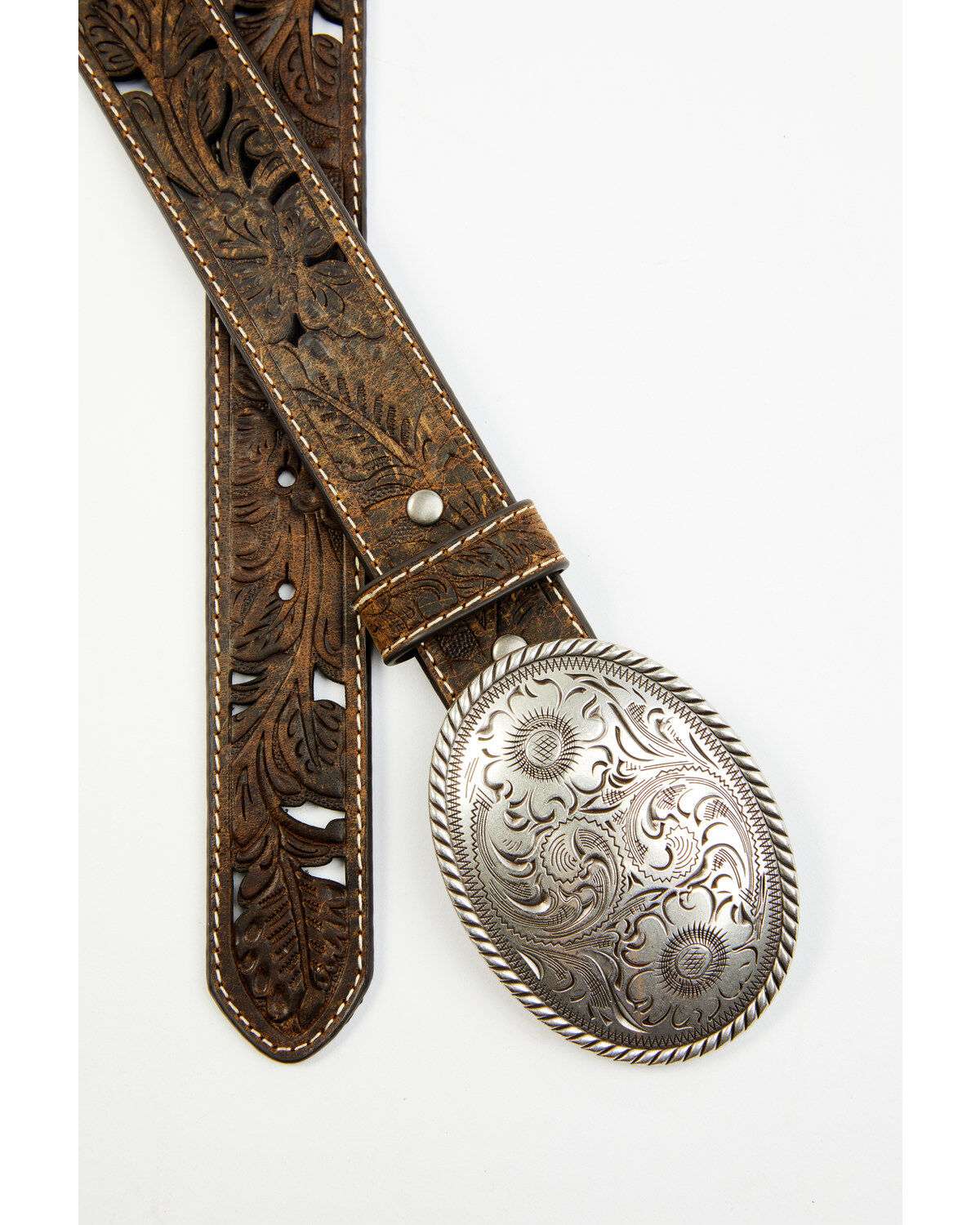 Product Name:  Shyanne Women's Oval Scroll Buckle Tooled Cut Out Belt