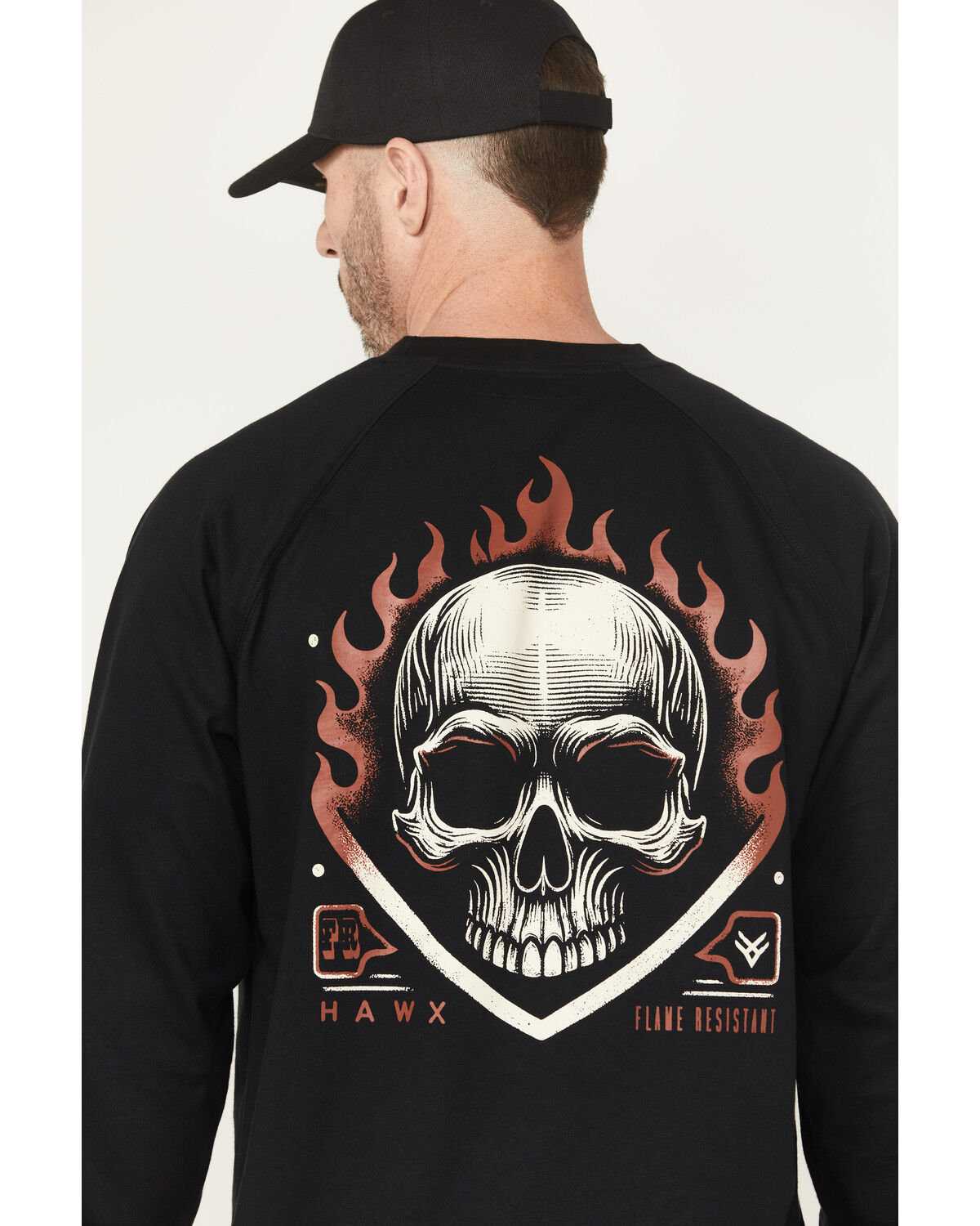 Hawx Men's FR Flaming Skull Long Sleeve Graphic Work T-Shirt