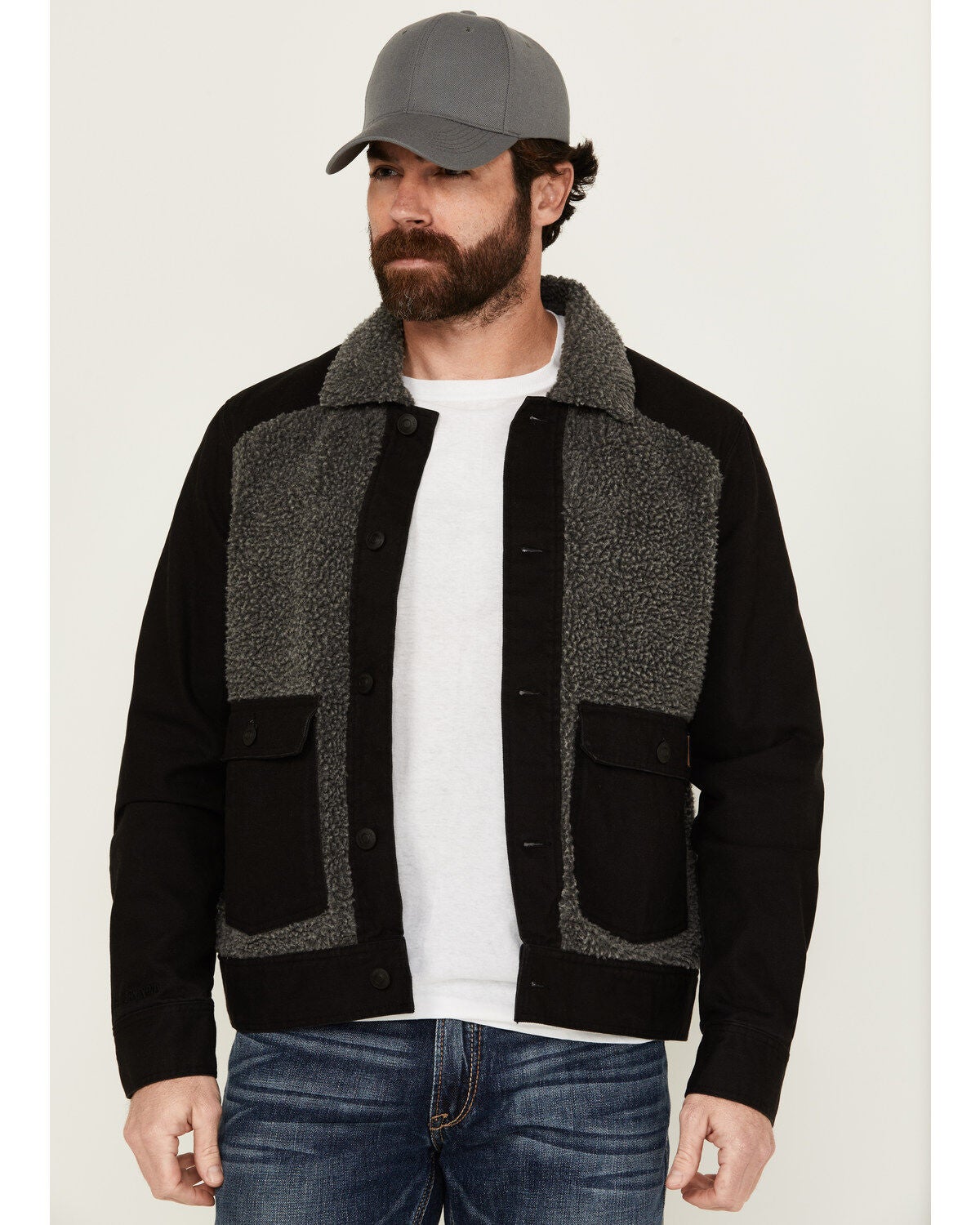 Brothers and Sons Men's Warren Blanket Sherpa Jacket, Black, hi-res