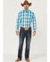 Image #2 - Stetson Men's Large Ombre Plaid Print Long Sleeve Button Down Western Shirt, Blue, hi-res