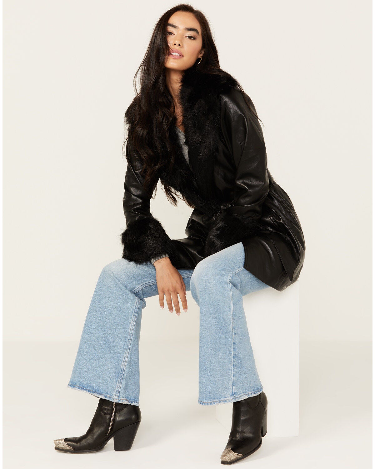 Image #2 - Show Me Your Mumu Women's Faux Leather and Fur Penny Lane Coat , , hi-res