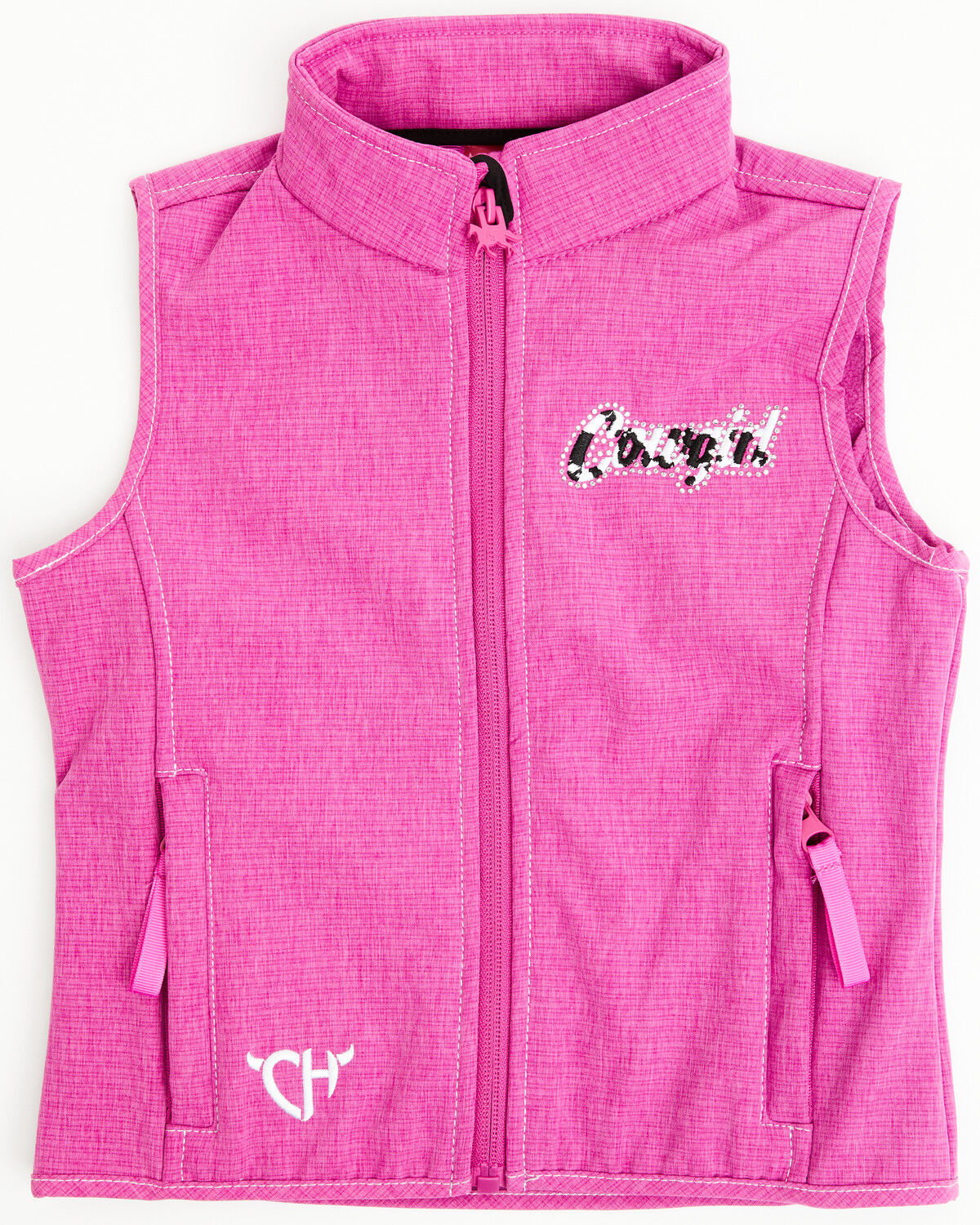 Image #1 - Cowgirl Hardware Toddler Girls' Cowgirl Softshell Vest, Pink, hi-res