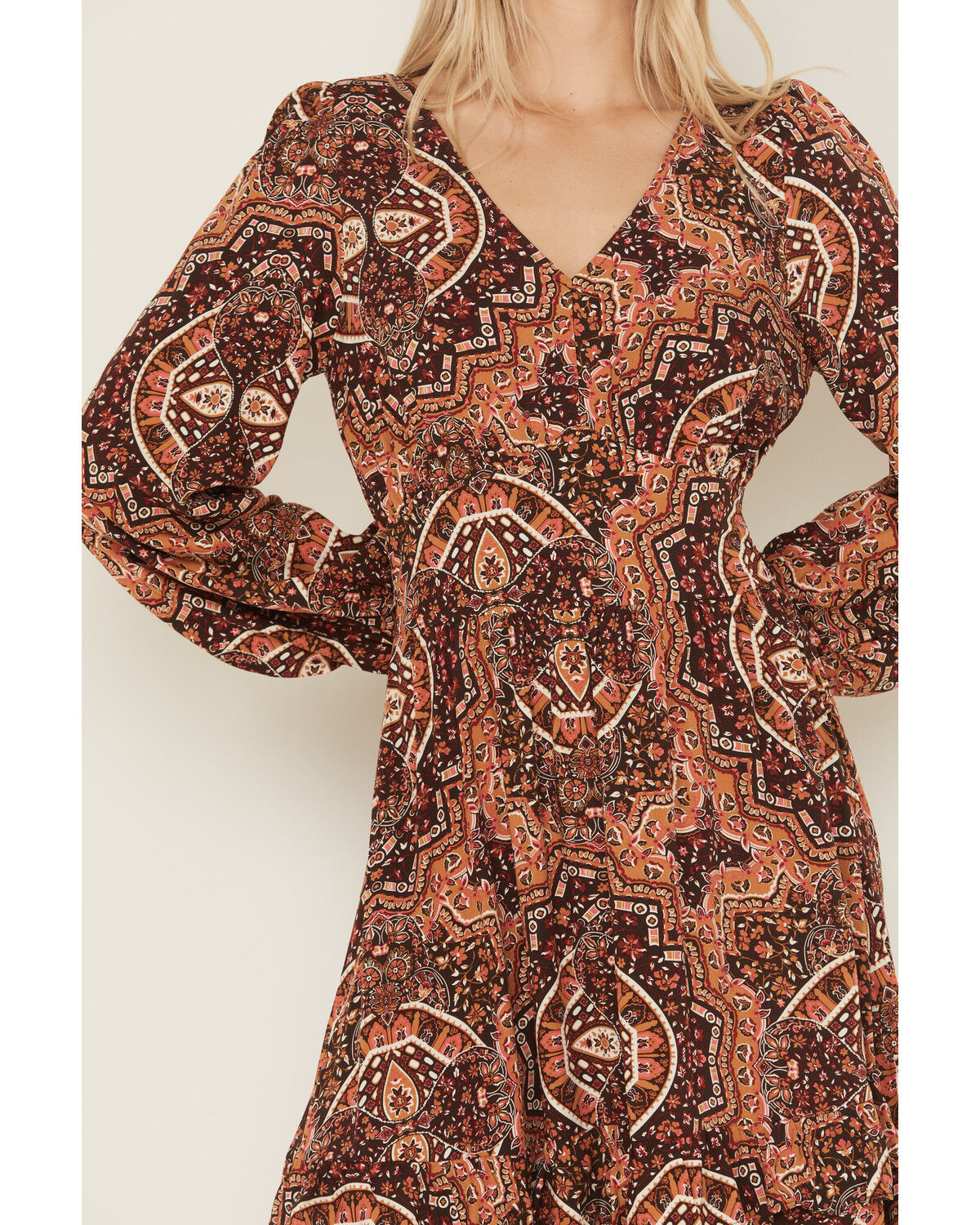 Image #3 - Wrangler Women's Mosaic Print Maxi Dress, Brown, hi-res