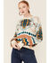Panhandle Women's Ivory Southwestern Fringe Sweater, Natural, hi-res