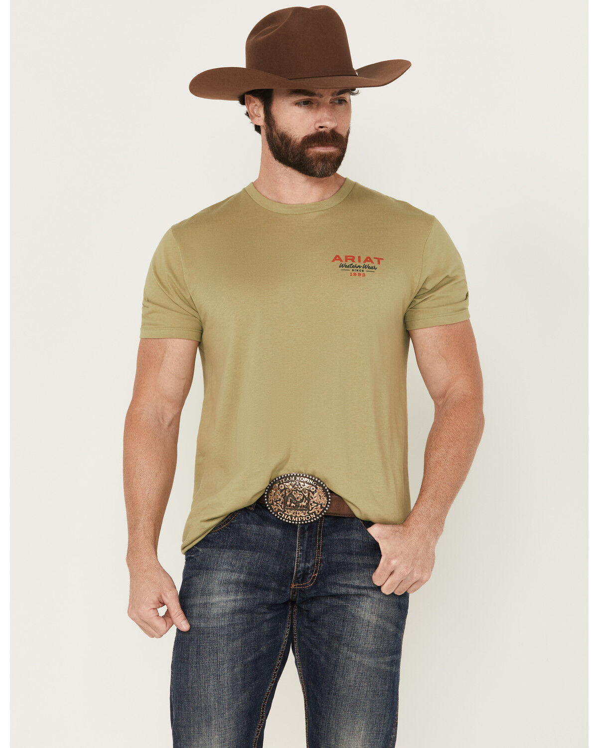 Image #2 - Ariat Men's Circle Desert Short Sleeve Graphic T-Shirt, Green, hi-res