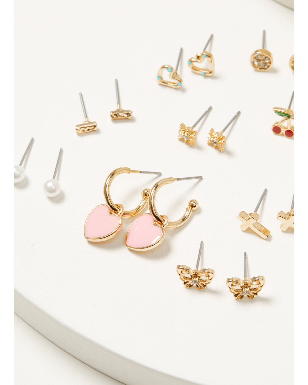 Image #2 - Shyanne Women's Heart And Cherry Earing Set - 12 Piece, Gold, hi-res