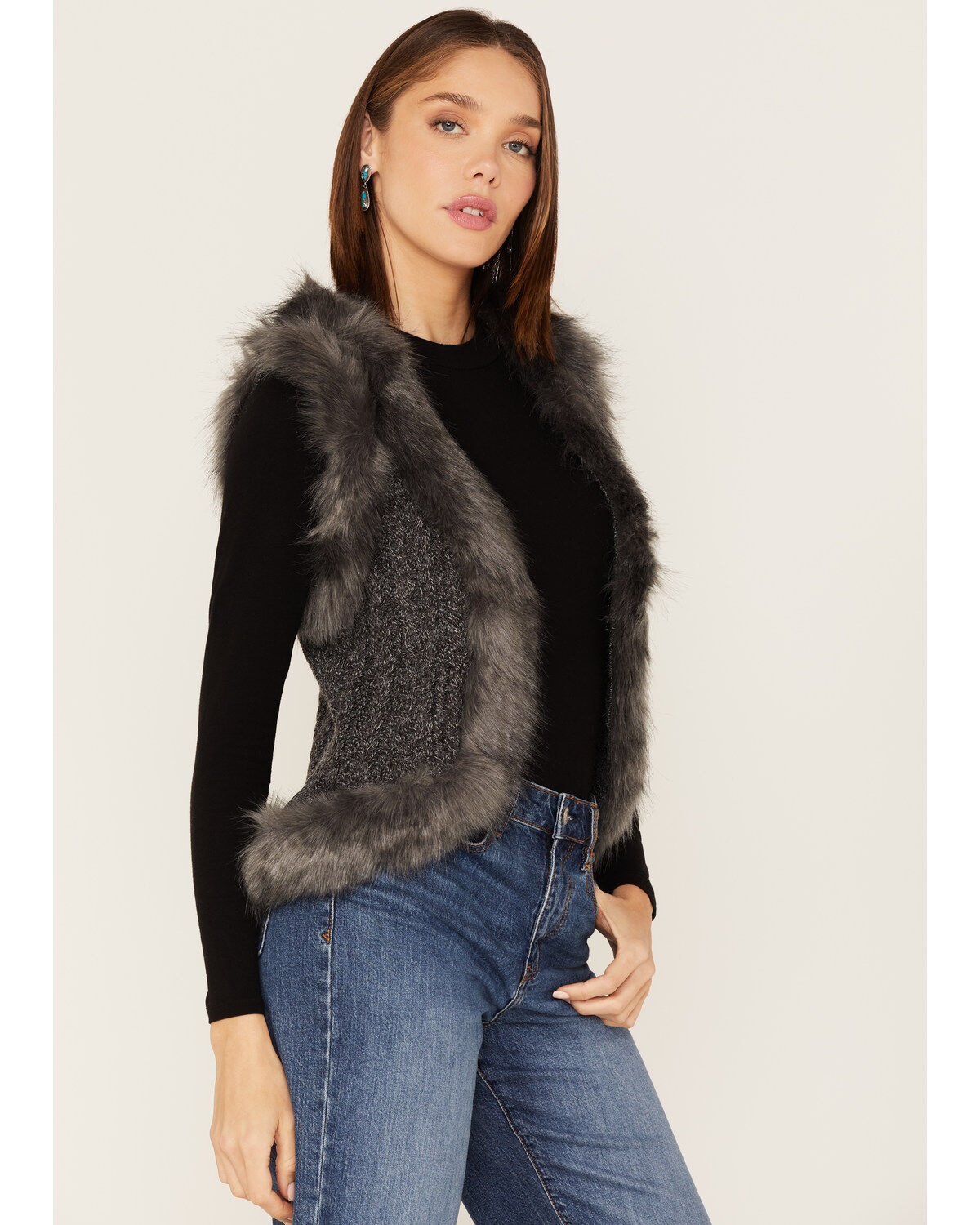 Image #2 - Shyanne Women's Faux Fur Knit Vest, , hi-res