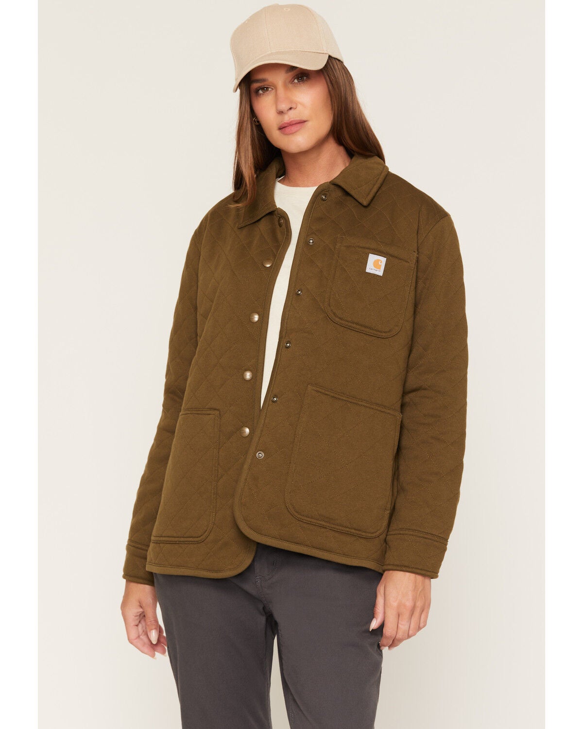 Carhartt Women's Paxton Quilted Shirt Jacket, Forest Green, hi-res