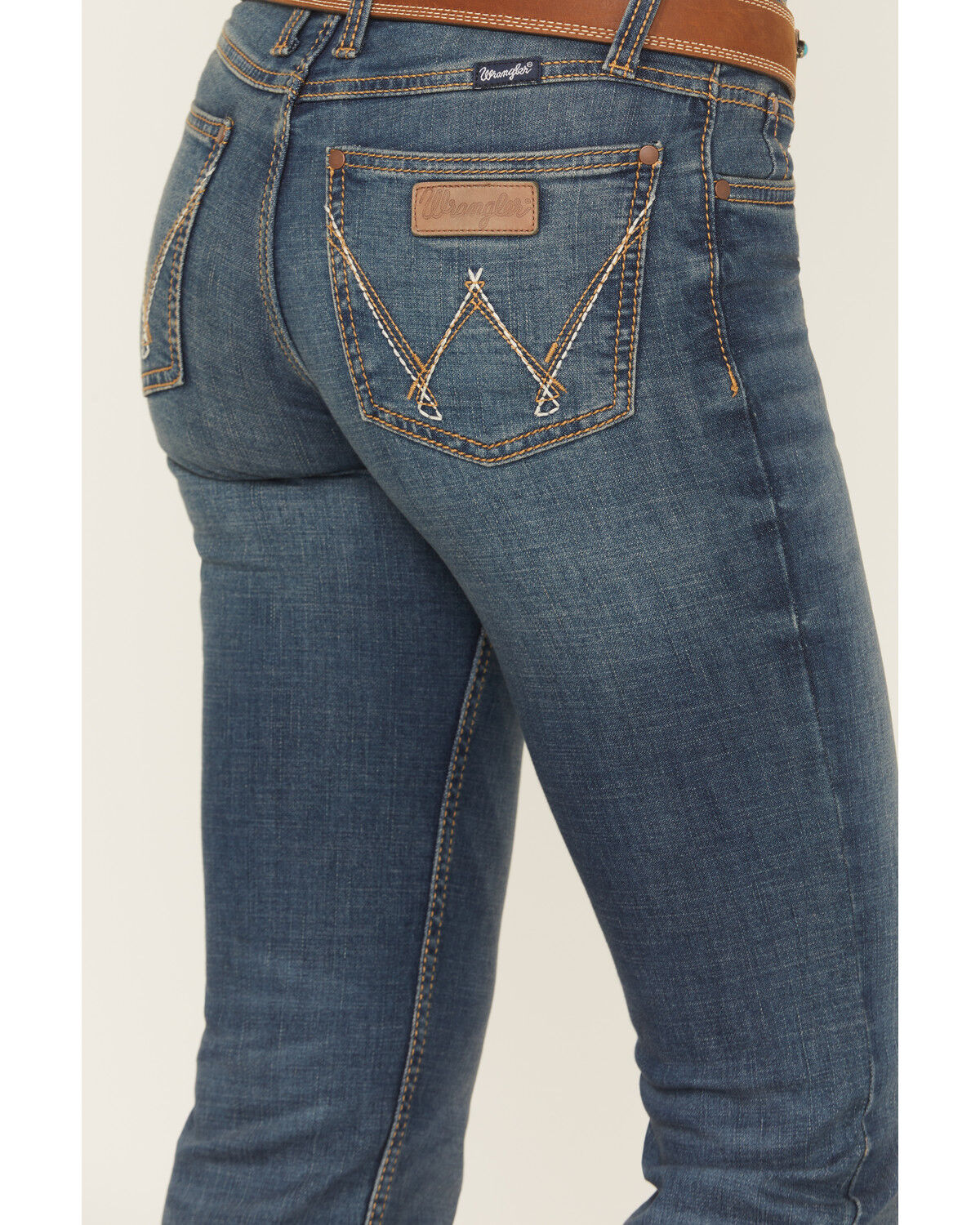 Image #4 - Wrangler Women's Mae Premium Patch Boot Cut Jeans, Blue, hi-res