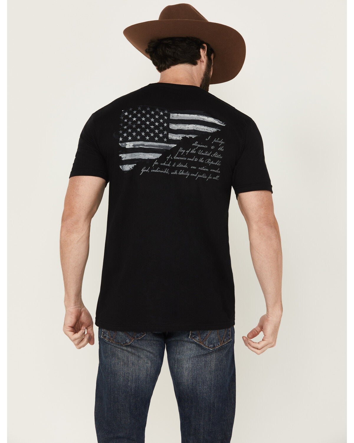 Kick Brass Men's Pledge Of Allegiance Short Sleeve Graphic T-Shirt, Black, hi-res