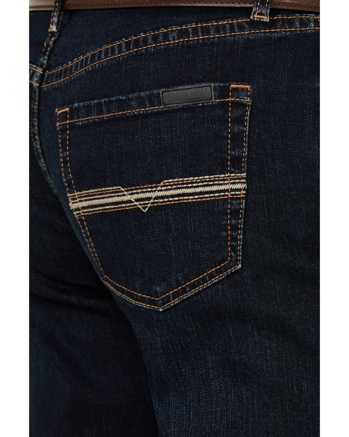 Image #4 - Rock & Roll Denim Men's Double Barrel Dark Wash Stackable Bootcut Stretch Denim Jeans, , hi-res