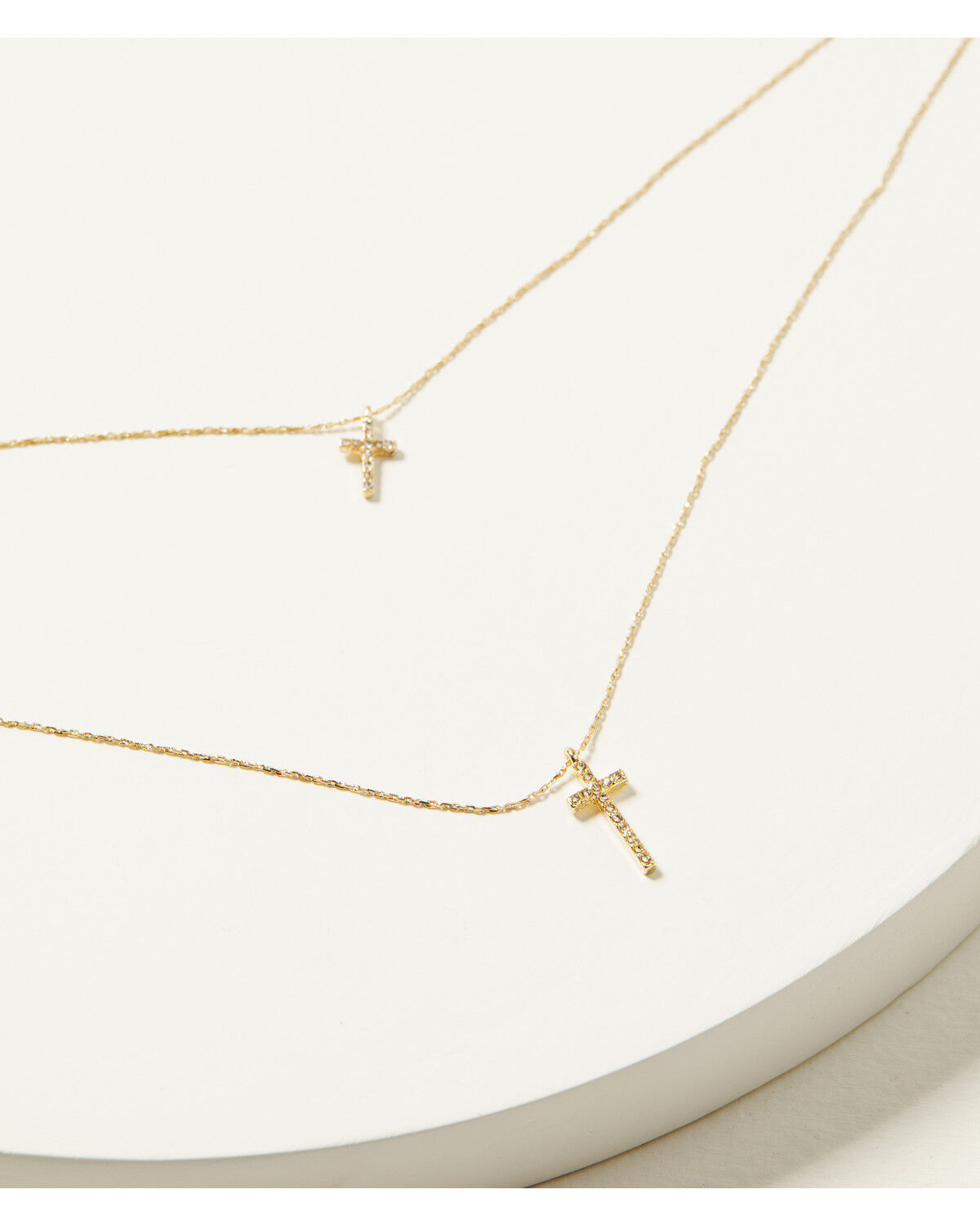 Image #1 - Shyanne Women's 14K Gold Delicate Cross Two-Layer Necklace, Gold, hi-res