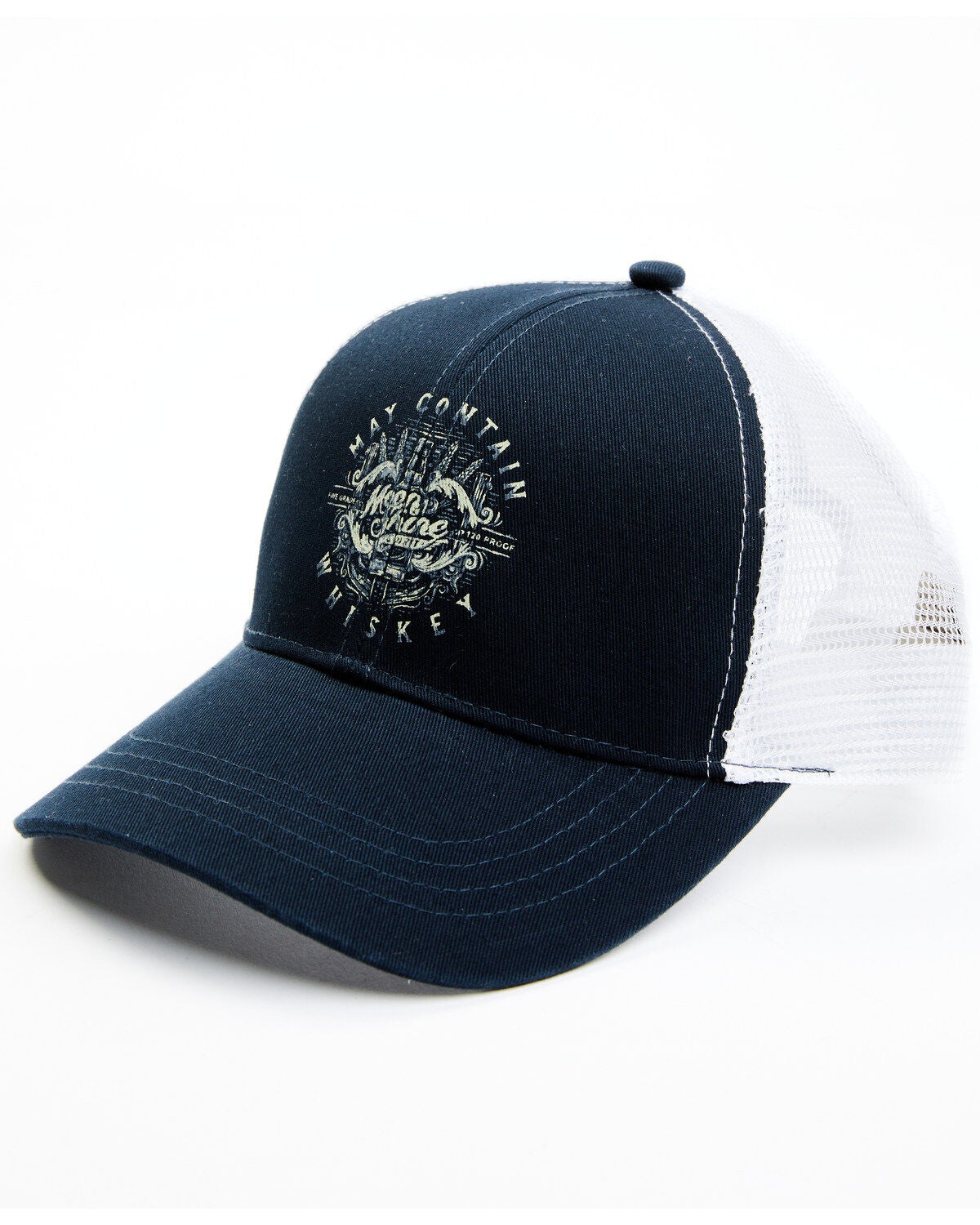 Moonshine Spirit&reg; Men's May Contain Whiskey Circle Graphic Mesh-Back Ball Cap, Navy, hi-res