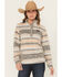 Image #1 - Cinch Women's Striped Print Polar Fleece Snap Pullover, Purple, hi-res